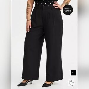 NWT Torrid Black Flat Wide Leg Pants Straight Leg